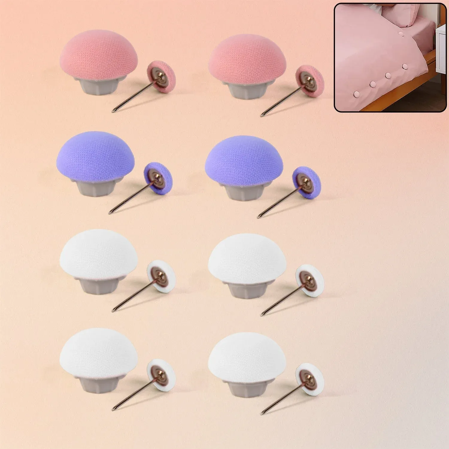 Decorative Mushroom Upholstery Pins - 8 Pieces for Sofa & Furniture - Detailed Feature View 3