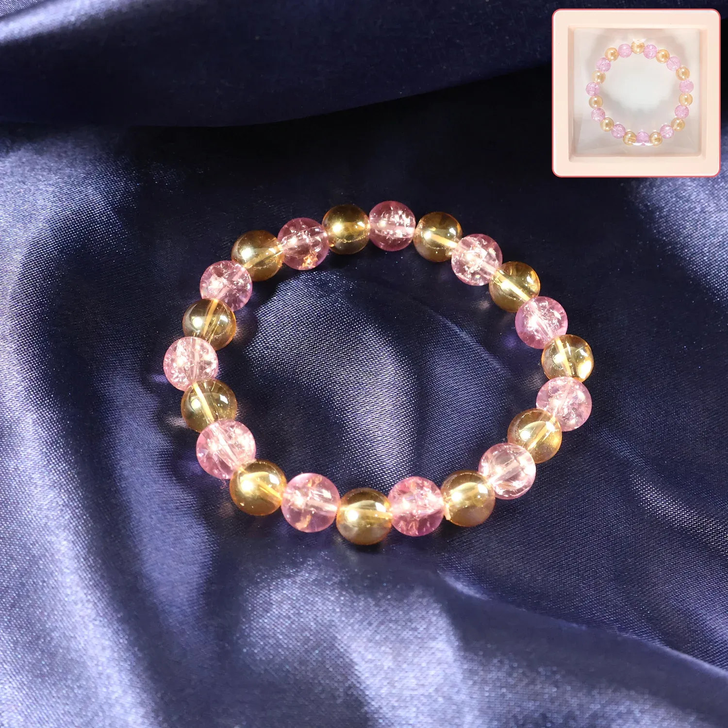 Premium Elegant Dual-Tone Crystal Beaded Stretch Bracelet – 1 Pc - Buy Online at Alikart