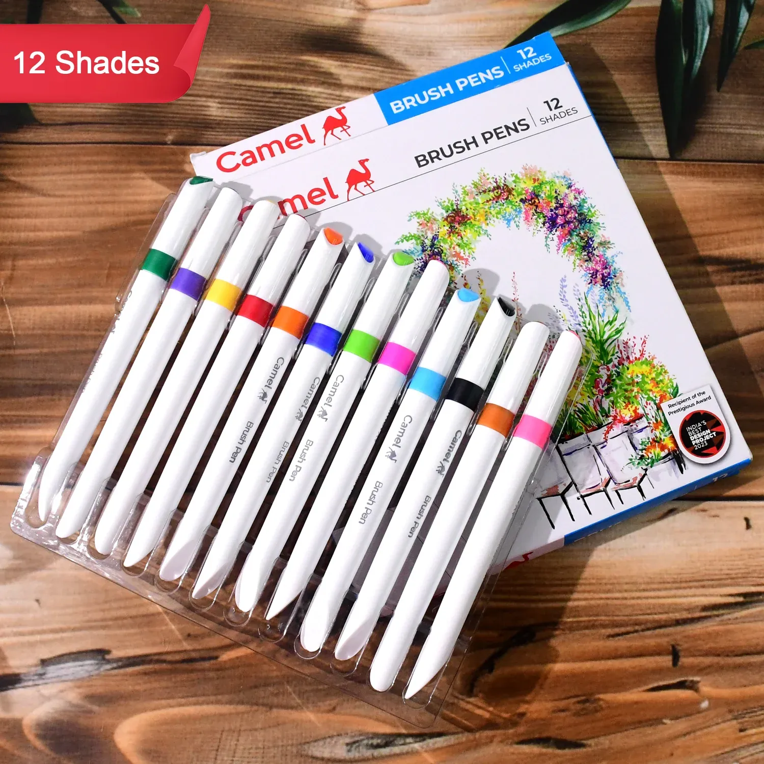 Premium Camel Brush Pens – 12 Vibrant Colors with Flexible Tips - Buy Online at Alikart