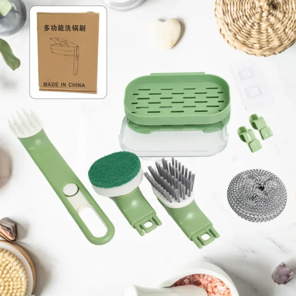 Dish Brush Set with Handle & Replacement Heads, 9-Piece Kitchen Cleaning Kit