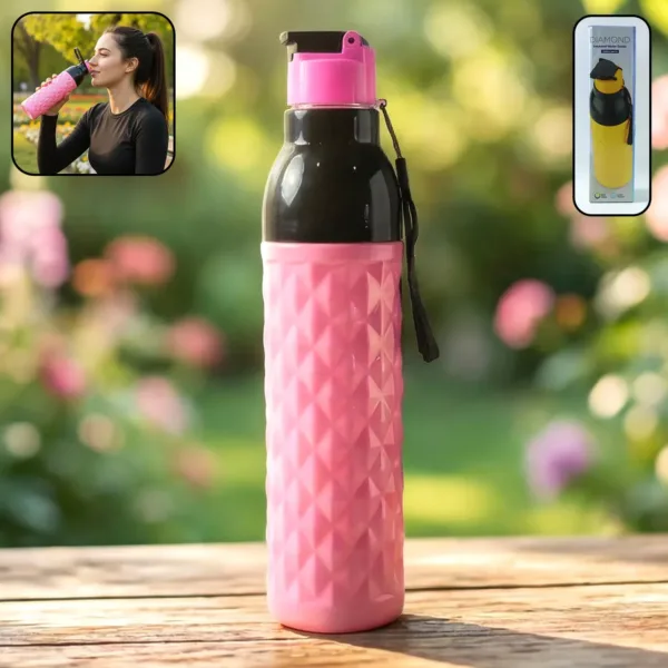Diamond Pattern Leakproof 1000ML Plastic Water Bottle