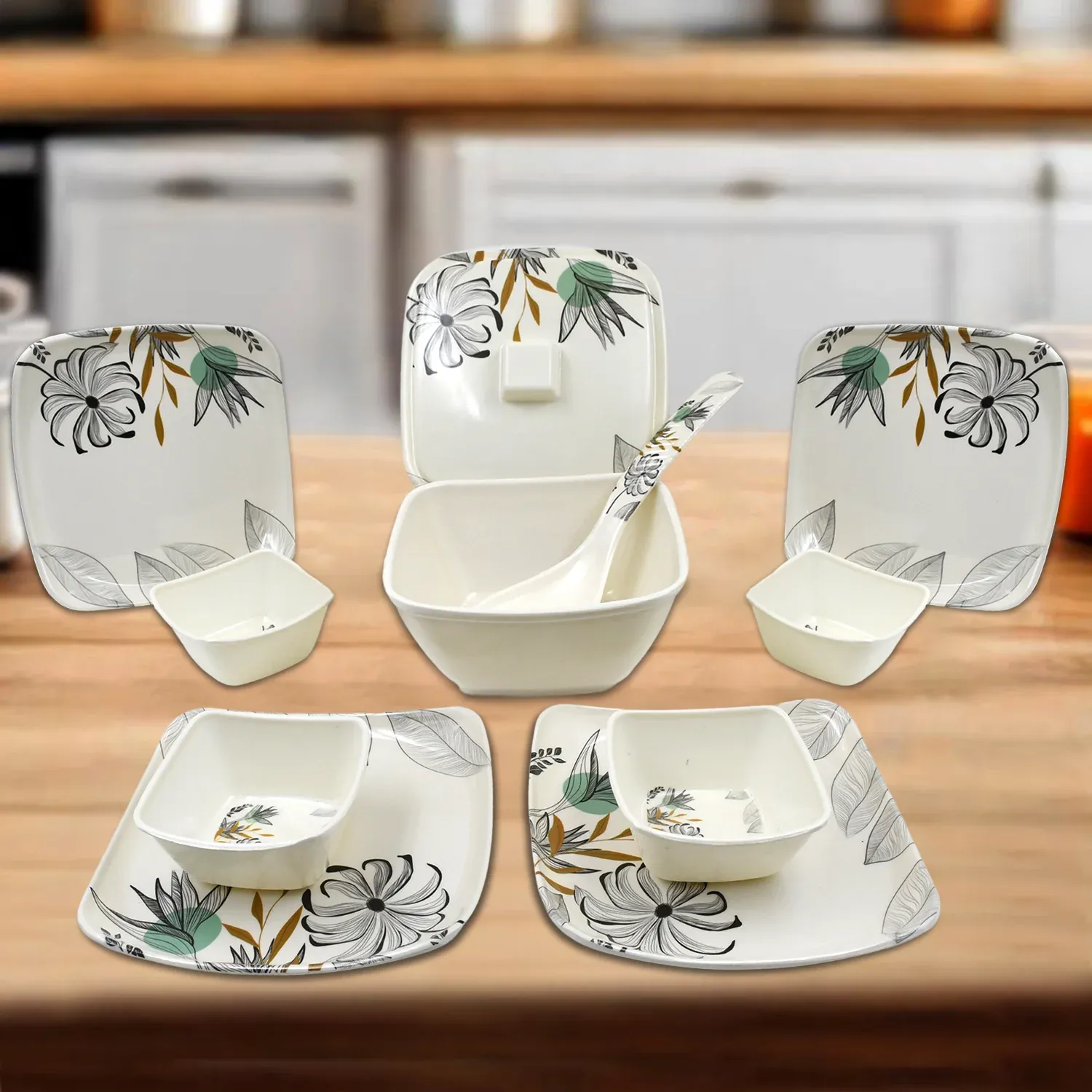 Premium Plastic Dinner Set – 11-Piece Food-Grade Tableware | Jiaqi - Buy Online at Alikart