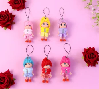 Cute Mini Doll Hanging Keychain Set (6 Pc Mix Color)