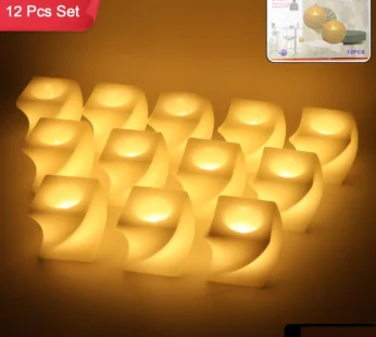 LED Flameless Decorative Candle Set – 12 Square Tealight Lamps