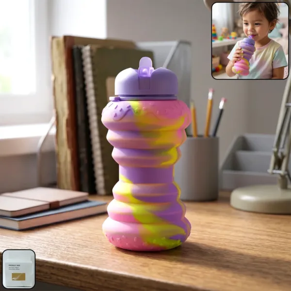 Foldable Silicone Sports Water Bottle 600ML – Portable & Lightweight
