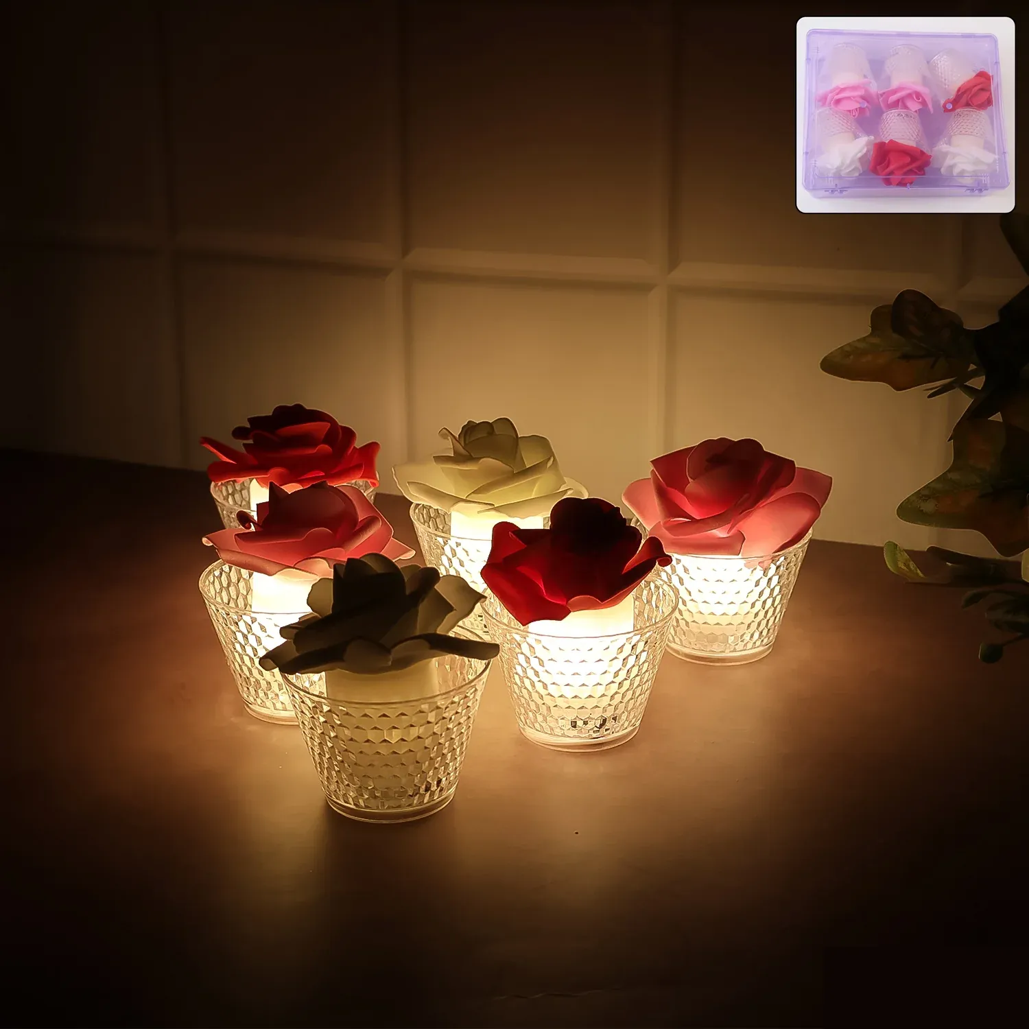 Premium LED Rose Flower Flameless Tealight Candle Set – Elegant & Safe Décor - Buy Online at Alikart