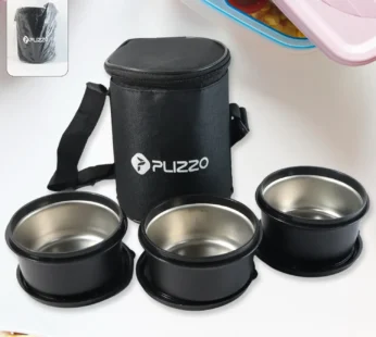 Insulated Stainless Steel Tiffin Lunch Box – 3 Containers with Carry Bag