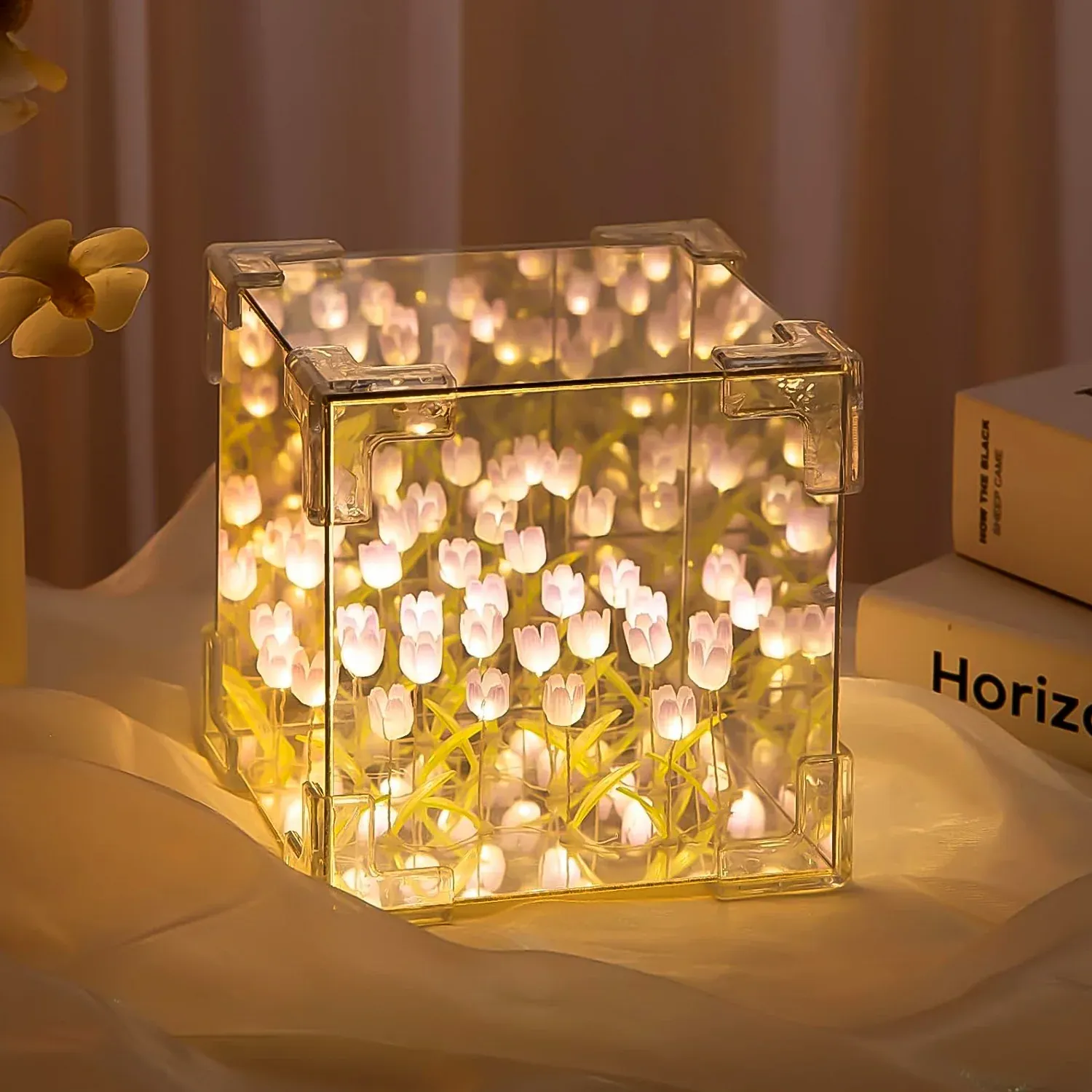 Premium Tulip LED Night Lamp – Decorative Mirror & Light | Styleva - Buy Online at Alikart