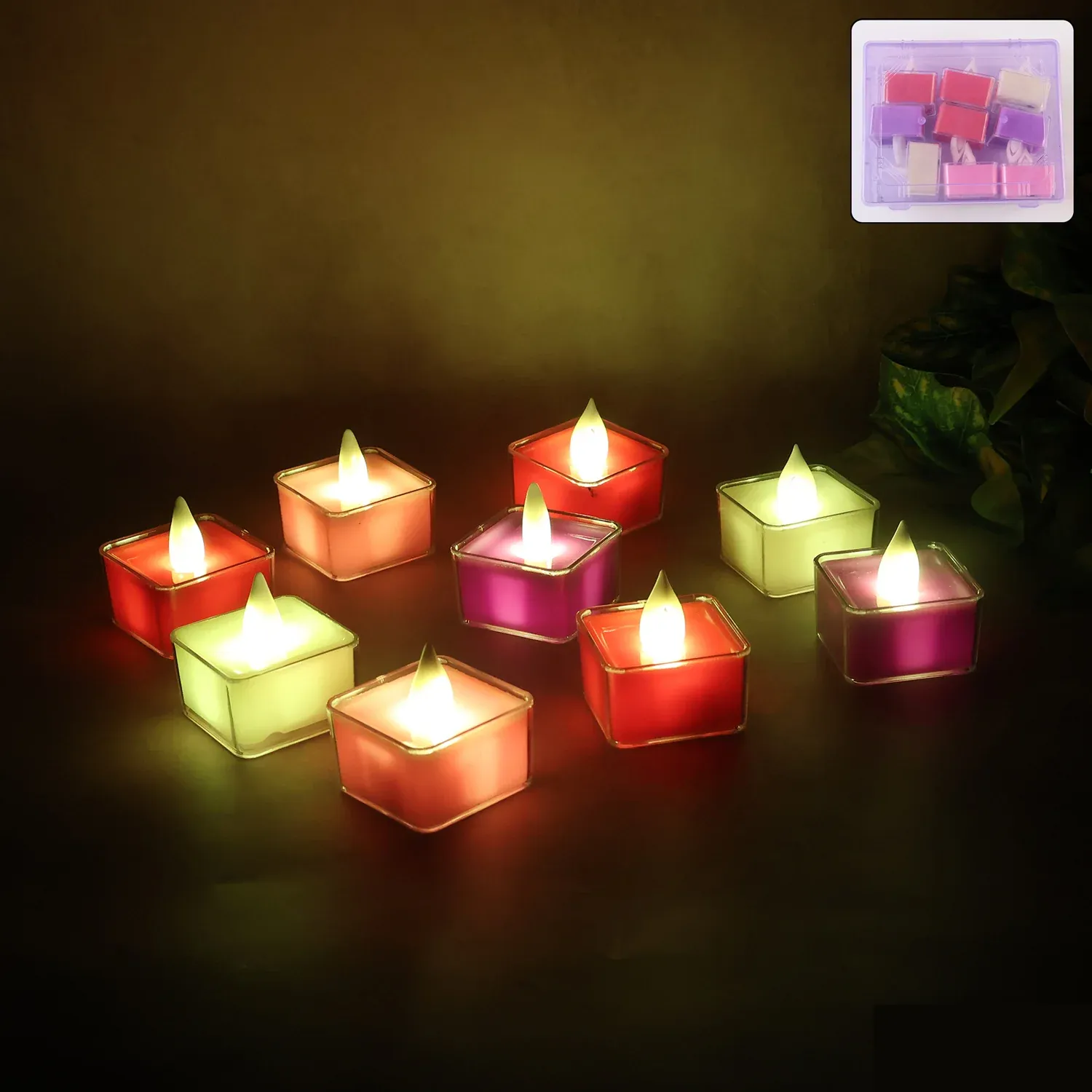 Premium LED Flameless Tealight Candles – Vibrant Multicolor Set (9 Pc) - Buy Online at Alikart