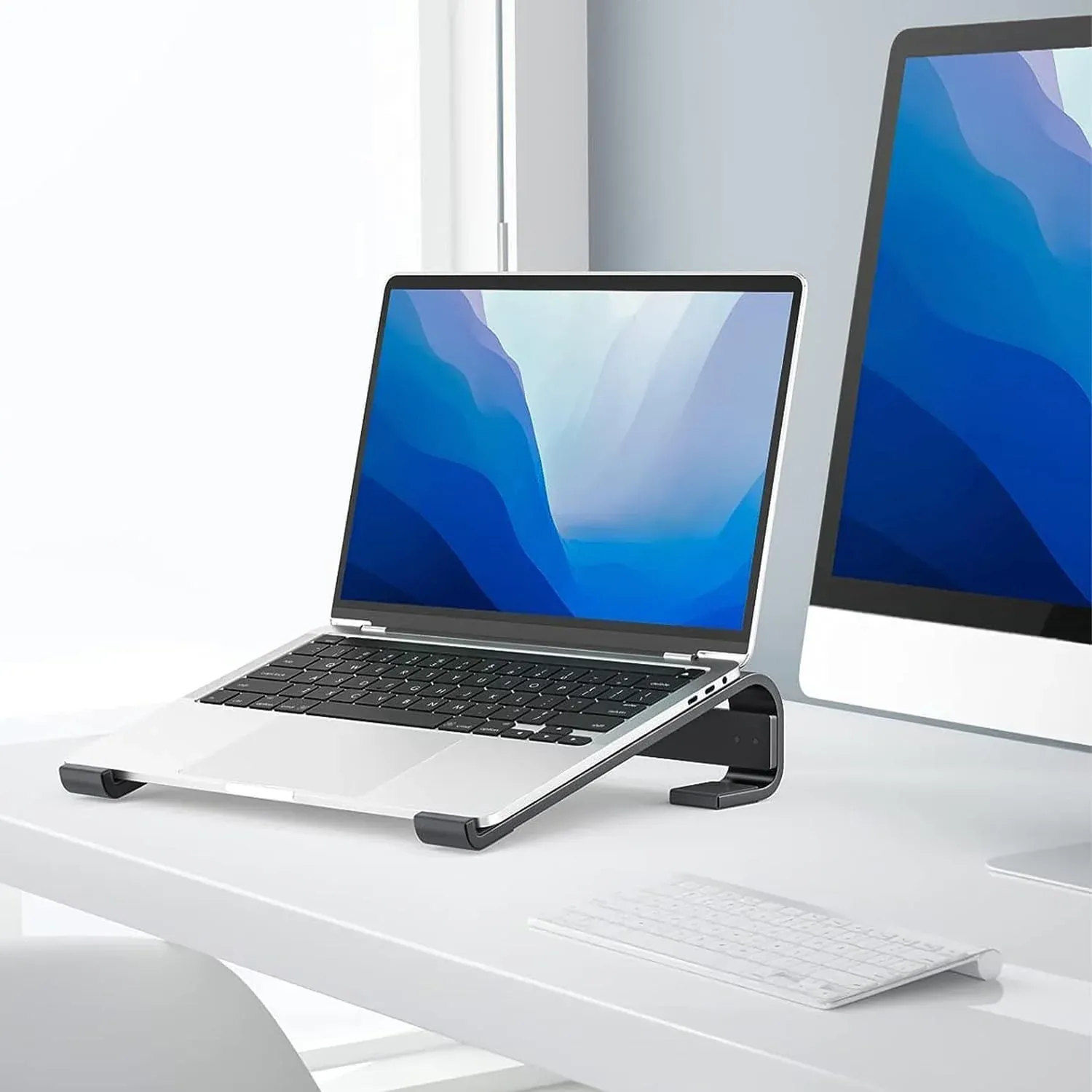 Premium Fixed Metal Laptop Stand – Sturdy Ergonomic Desk Riser for Work - Buy Online at Alikart