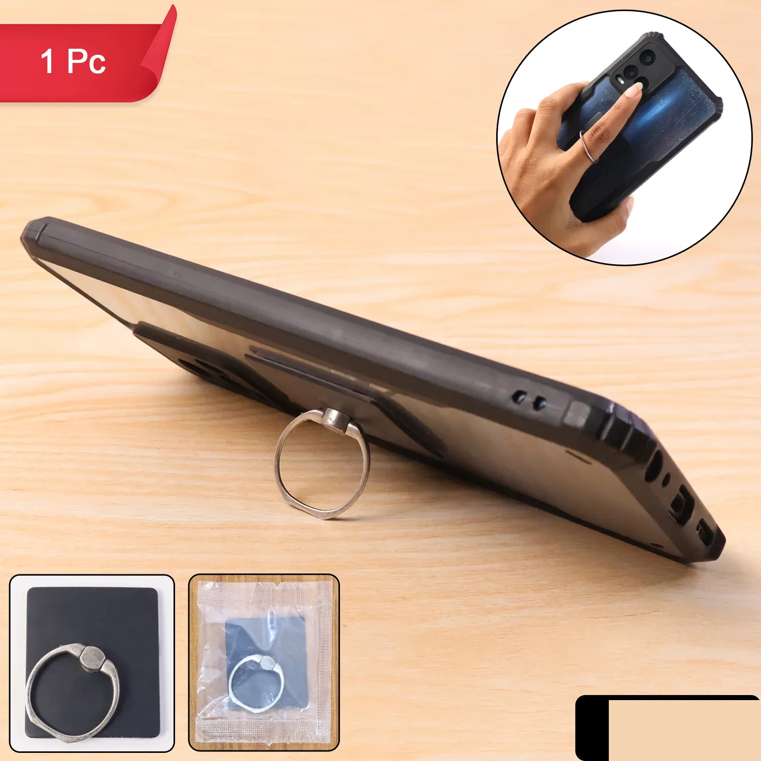 360° Rotation Mobile Phone Finger Ring Stand Holder - Mix Colors - Detailed Feature View 1
