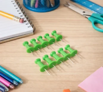 Green Plastic Push Pins Thumb Tacks for Notice Boards – 10 Pc