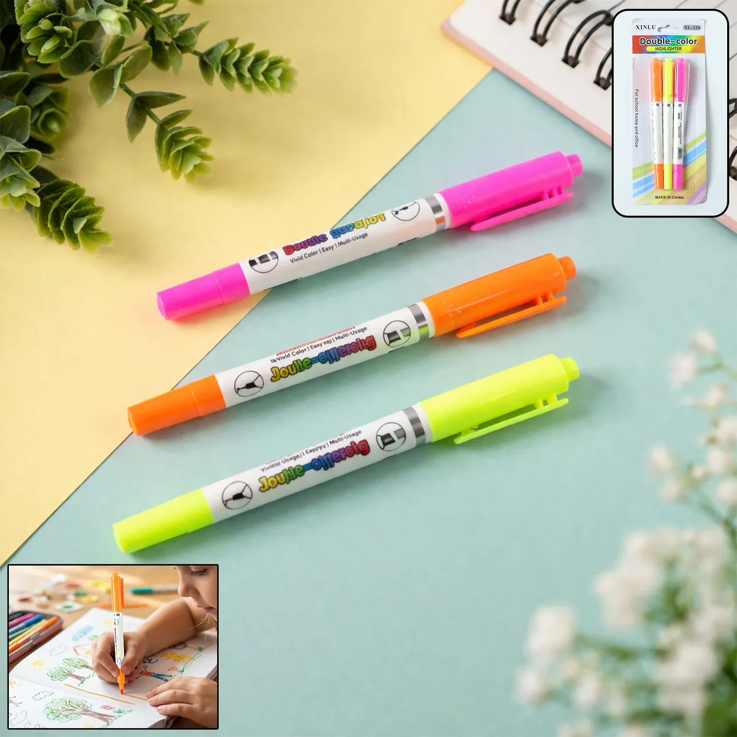 Premium Highlighter Marker Pens – Vibrant Dual Tip for Notes & Drawing - Buy Online at Alikart