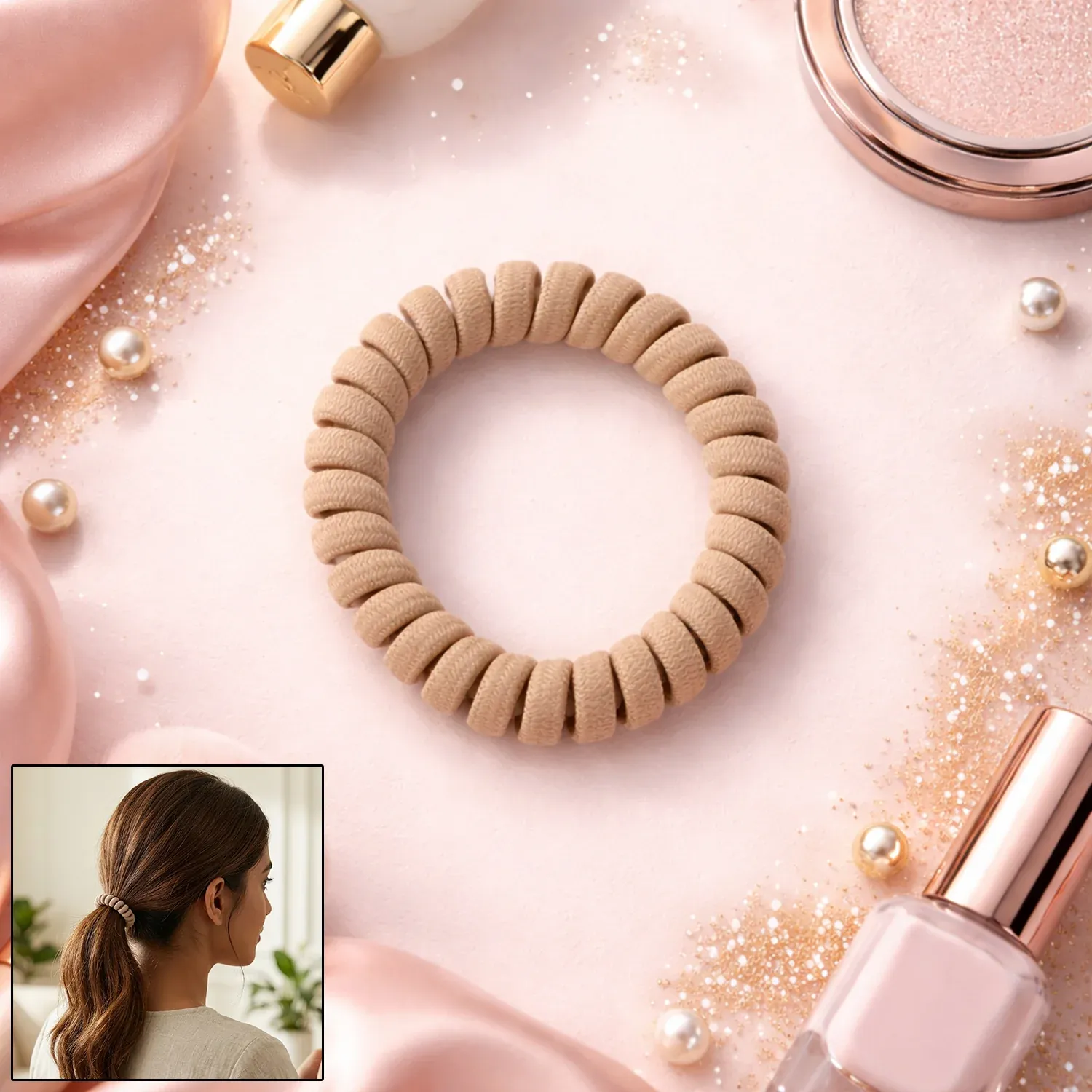 Premium Soft Stretchable Spiral Coil Hair Band - No Crease, 1 Pc - Buy Online at Alikart