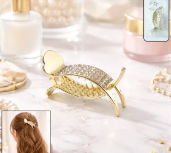 Premium Crystal Studded Hair Claw Clip for Women – Strong Grip & Metallic Finish