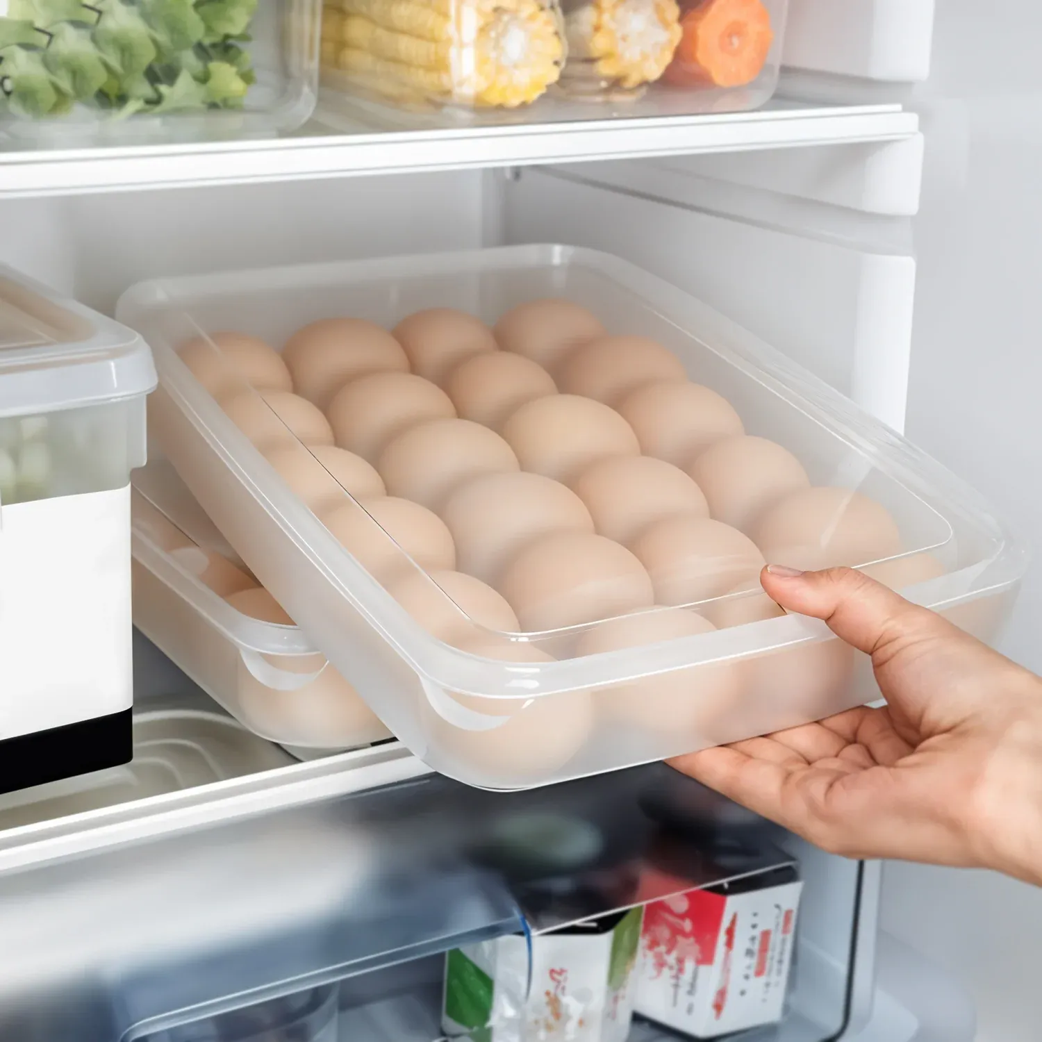 Plastic Egg Storage Container – Clear 24-Grid Fridge Organizer - Detailed Feature View 4