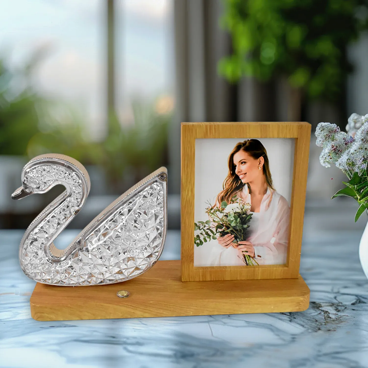 Duck Shape Cystal Led Lamp & Photo Frame Night Lamp | Wedding Gift | love couple - Detailed Feature View 7