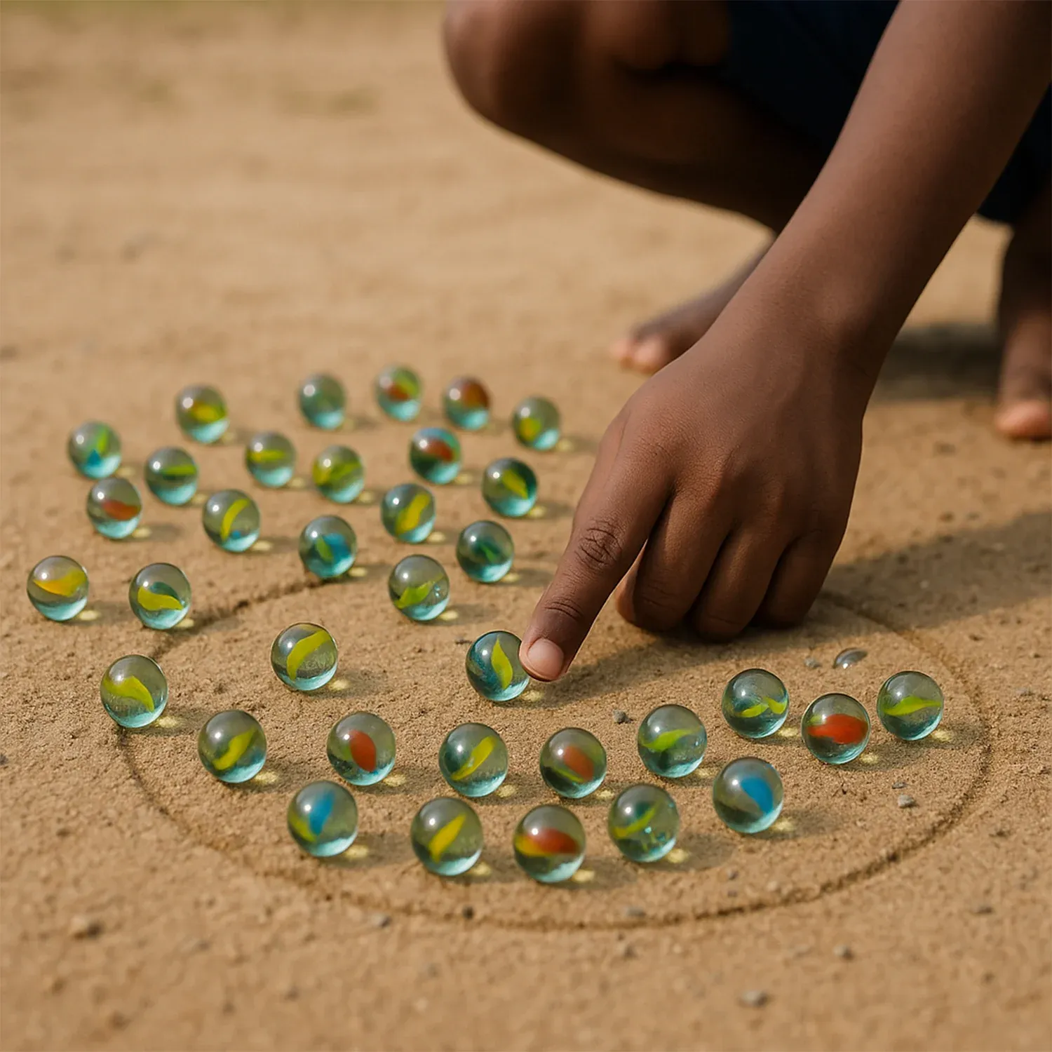 Classic Glass Marbles for Kids – Set of Approx 35 Vibrant Kanchas - Detailed Feature View 5