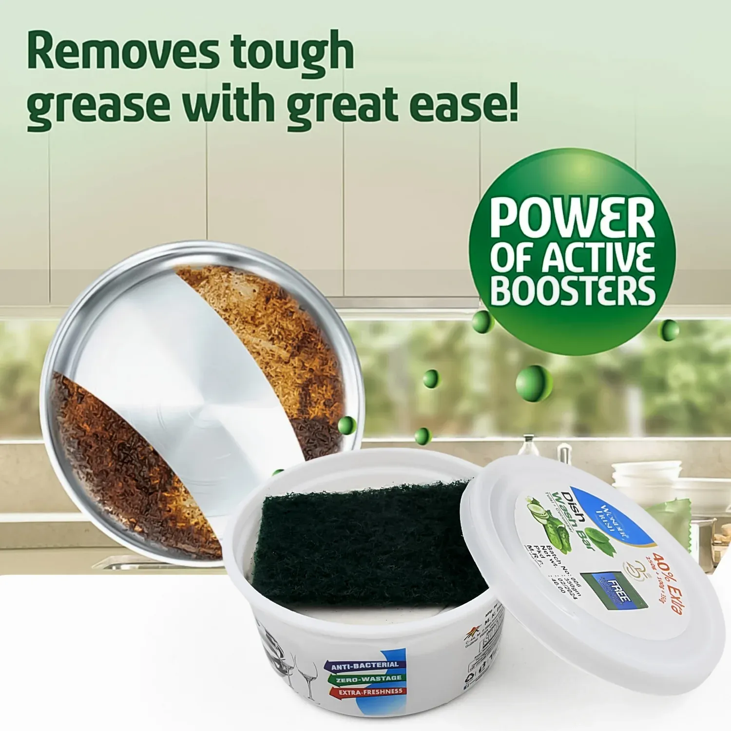 Fresh Mix Flavor Dishwash Bar with Super Scrubber 350g - Detailed Feature View 3