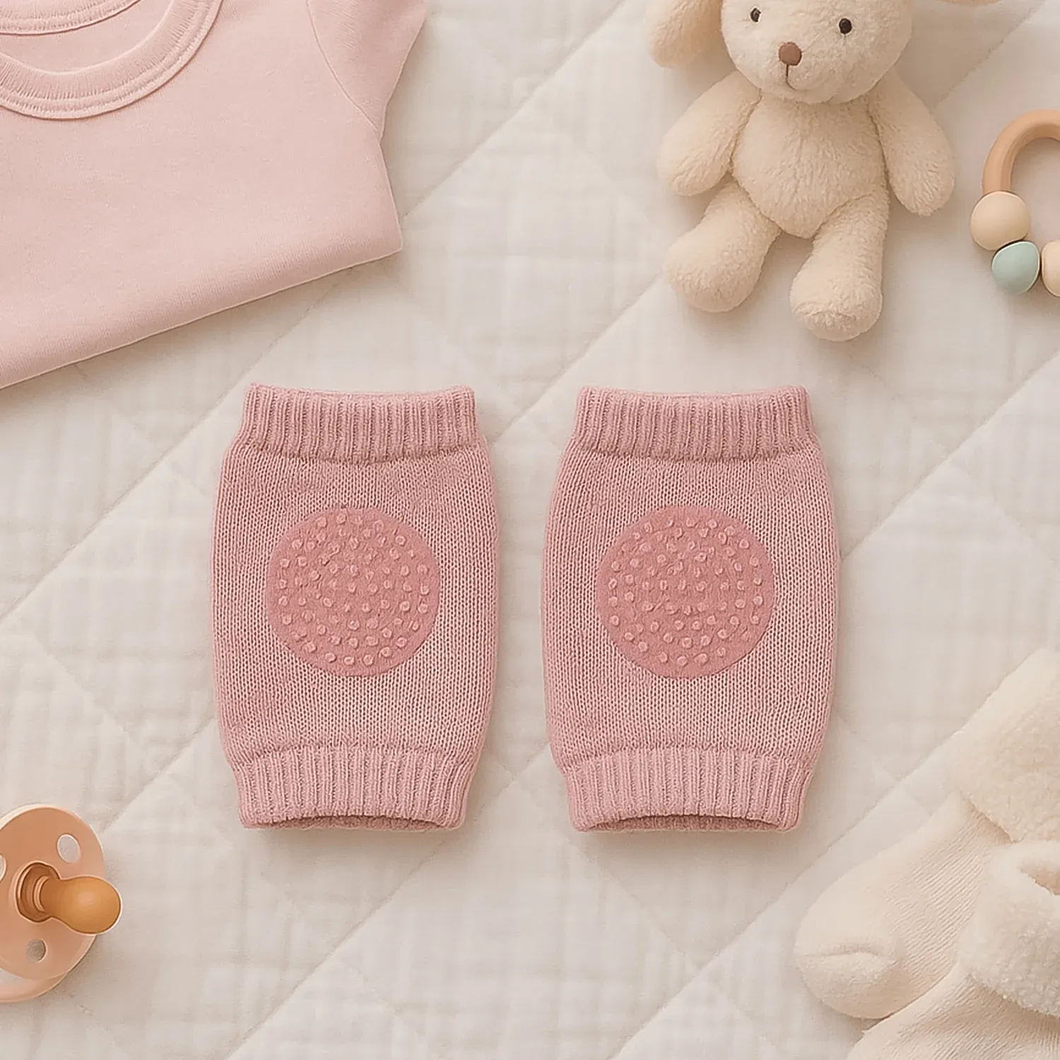 Toddler Knee Protectors – Pink Wool Knit Leg Warmers - Detailed Feature View 5