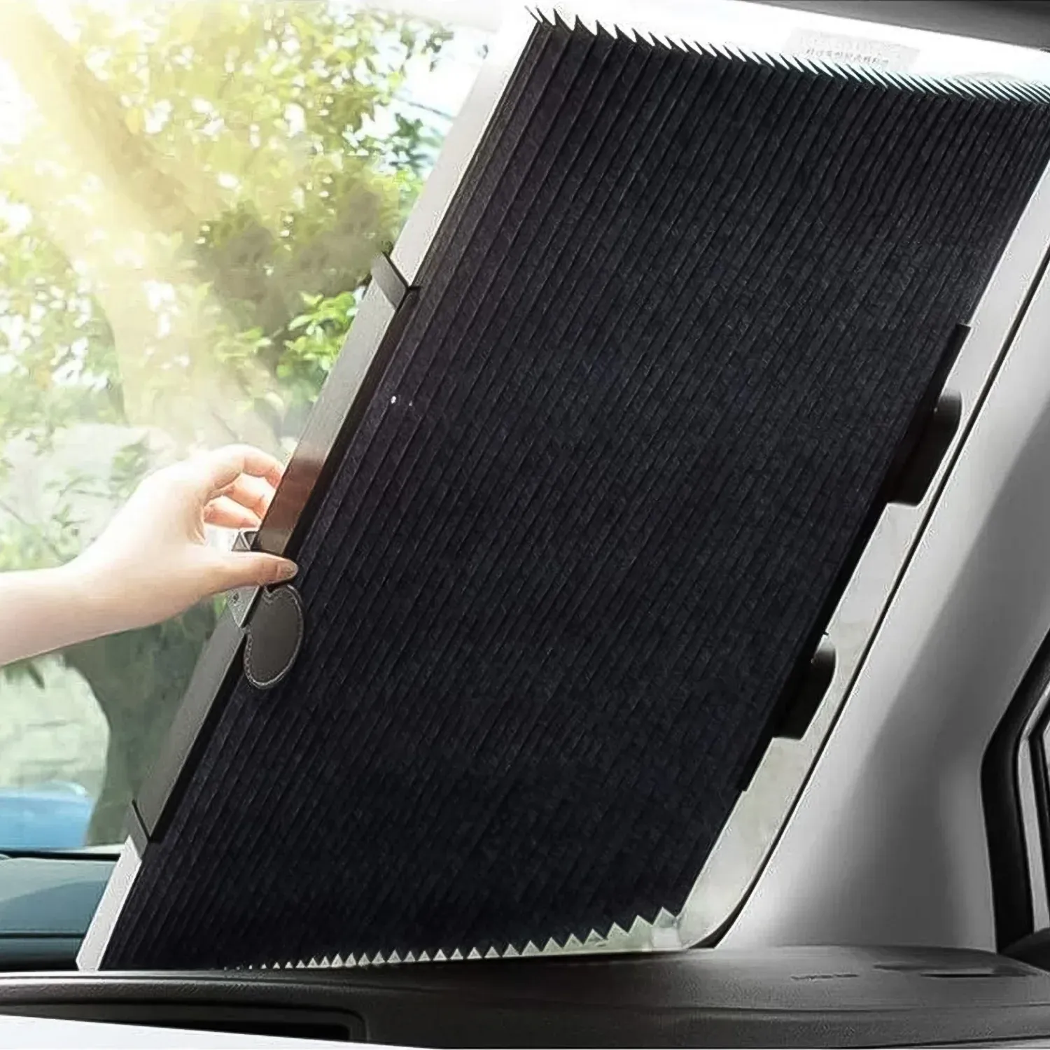 Retractable Long Foldable Windshield Sun Shade for Car (1 Set) - Detailed Feature View 5