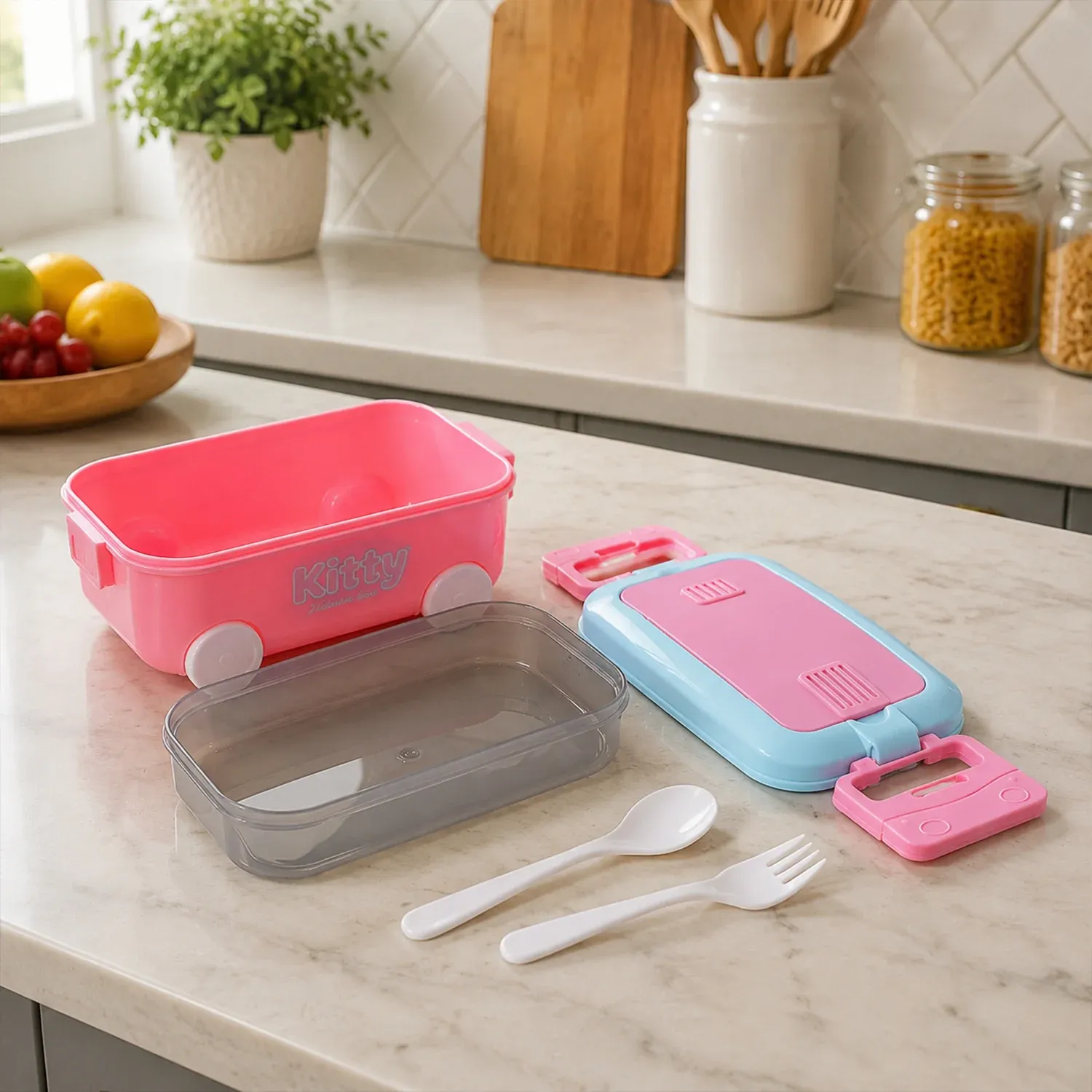 Kids Car Shape Lunch Box with Wheels – Fun and Leakproof Design - Detailed Feature View 6