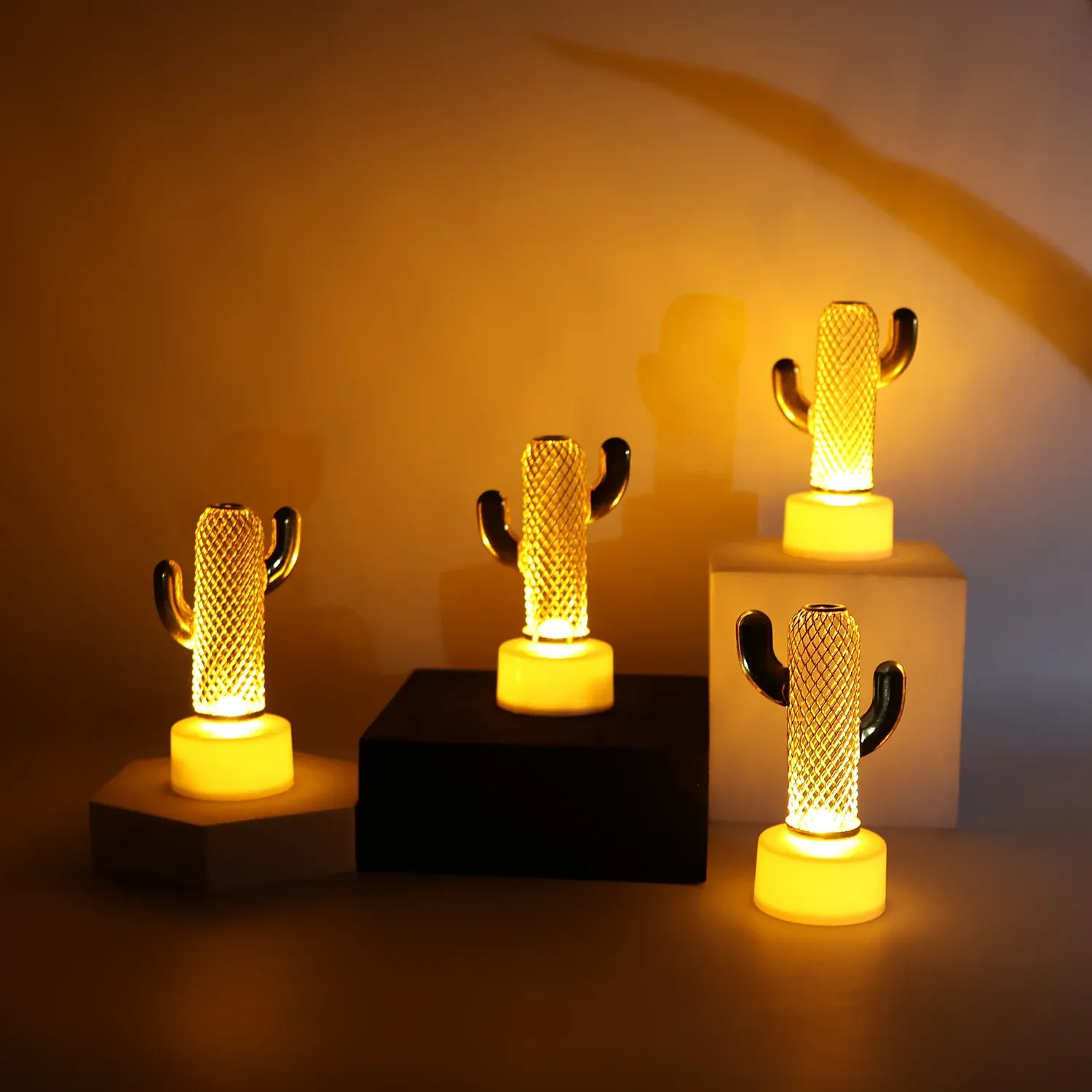 Cactus Shaped Flameless LED Candles – Safe Decorative Flickering Glow - Detailed Feature View 3