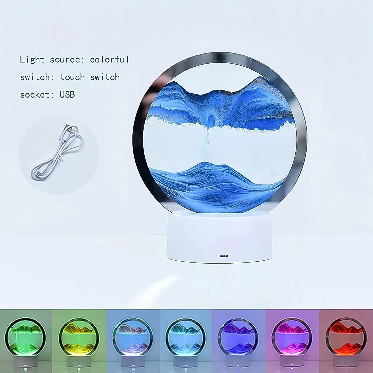 5 Color Light Moving Sand Art Picture – Relaxing Home & Office Decor - Detailed Feature View 3