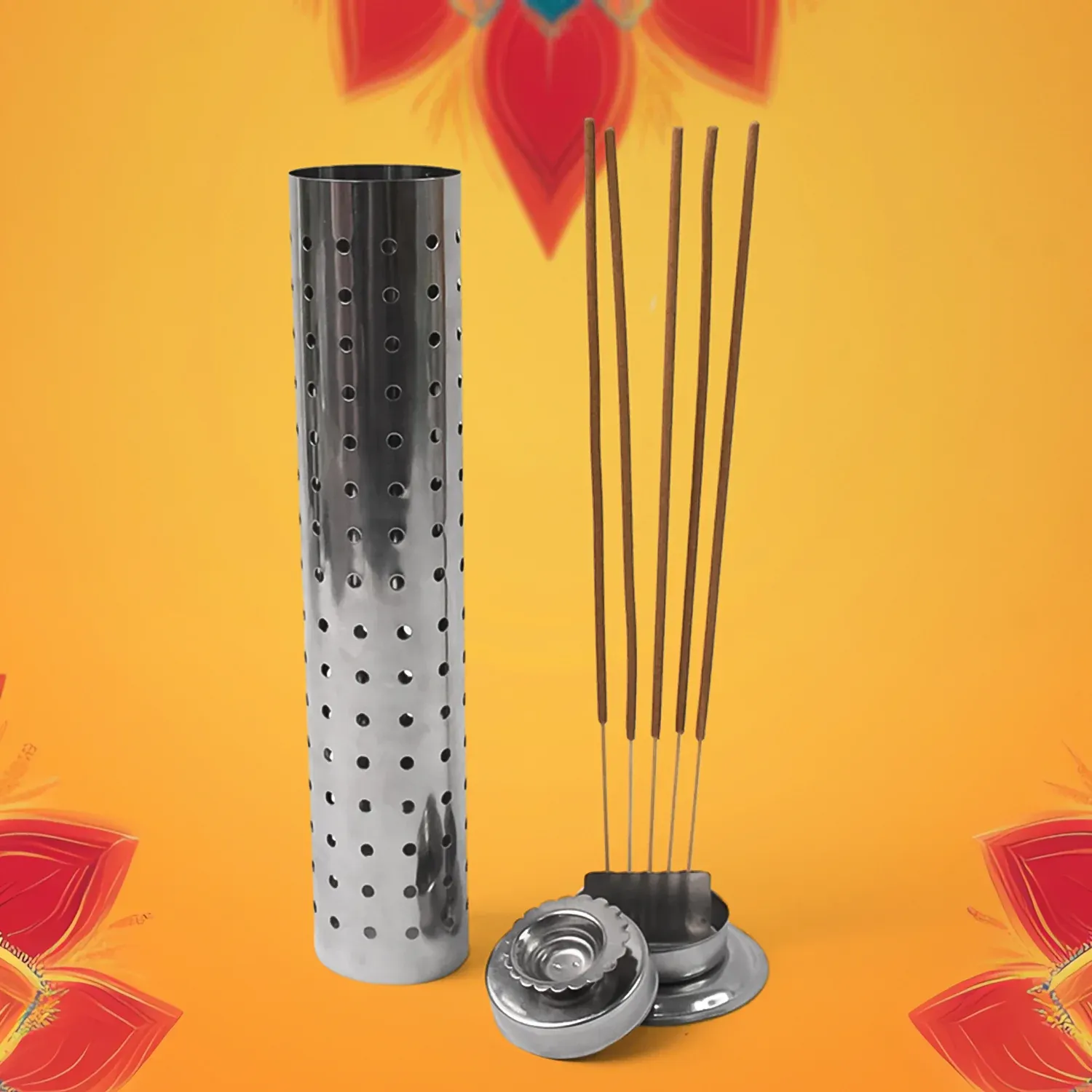 Stainless Steel Agarbatti Stand – Safe Ash Catcher for Puja - Detailed Feature View 2