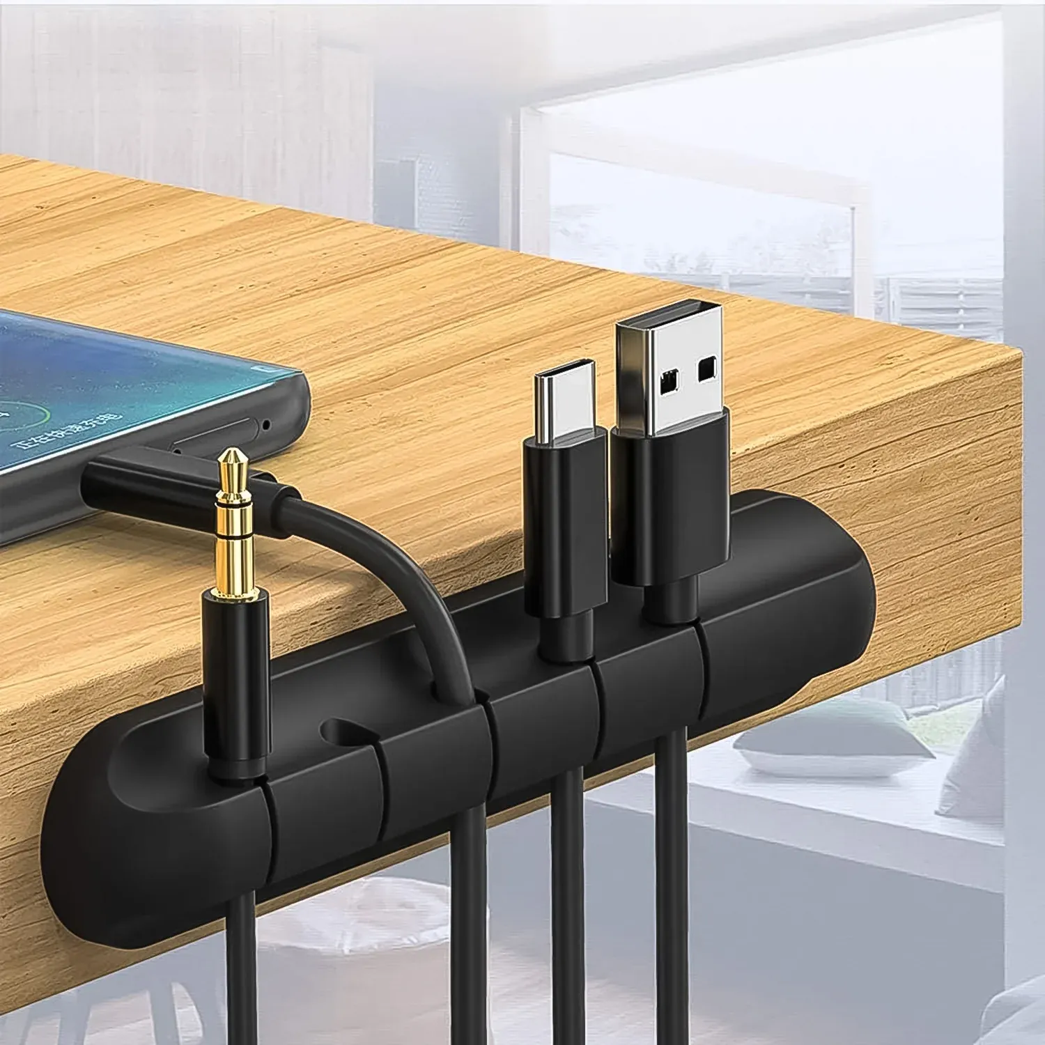 5 Slot Cable Clips - Silicone Adhesive Cord Management Organizer (1 Pc / 5 Slot) - Detailed Feature View 5