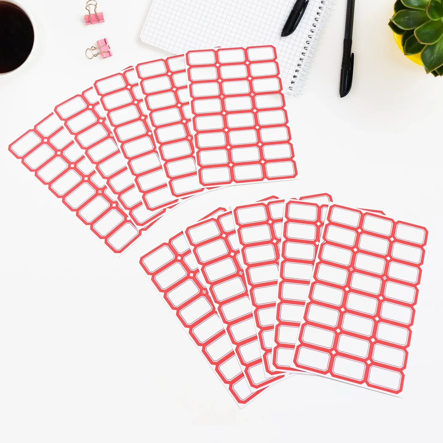 Multipurpose Blank Label Sticker Sheets with Red Border - 10 Pack - Detailed Feature View 2
