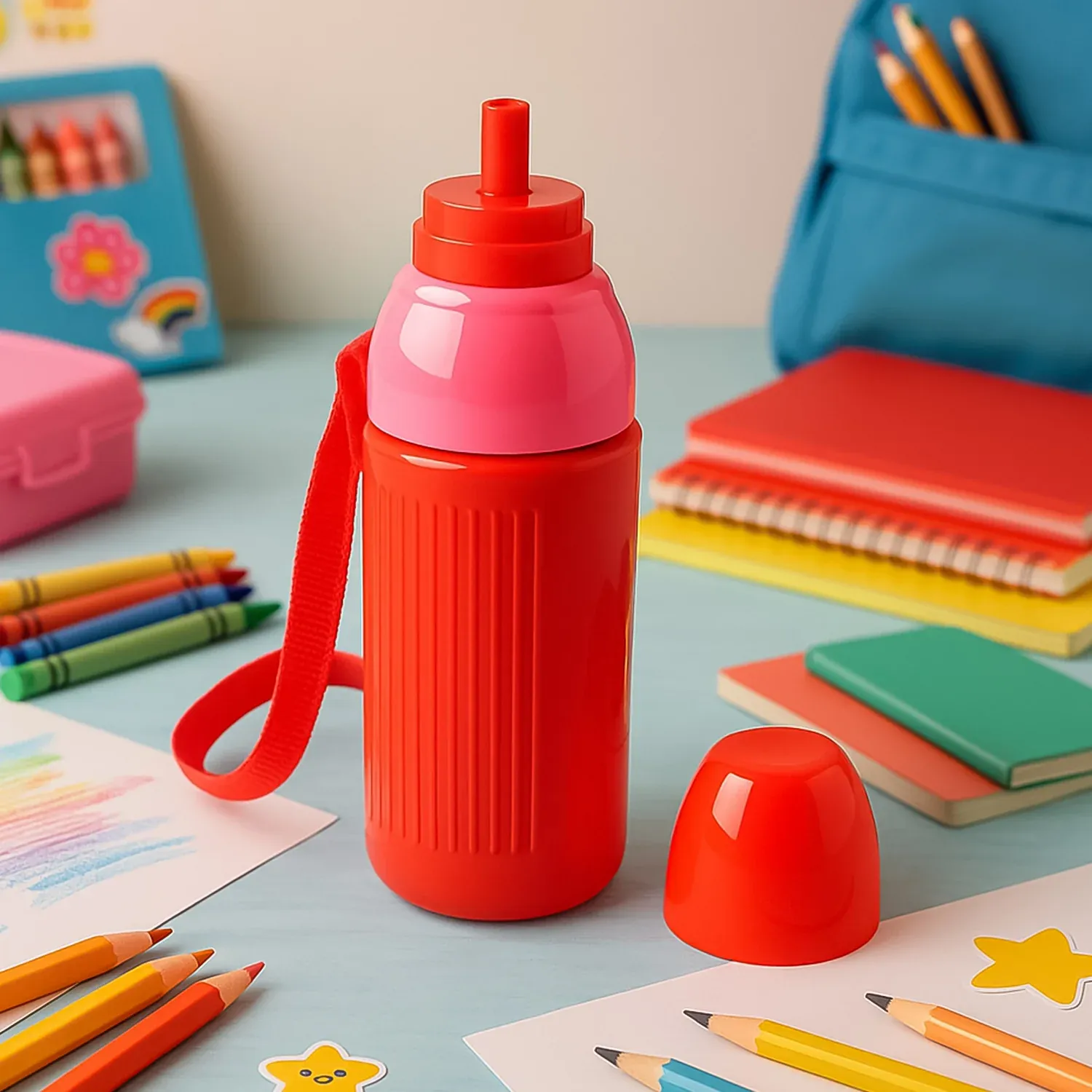 500ml Insulated Sports Water Bottle with Straw & Carry Dori - BPA-Free - Detailed Feature View 1