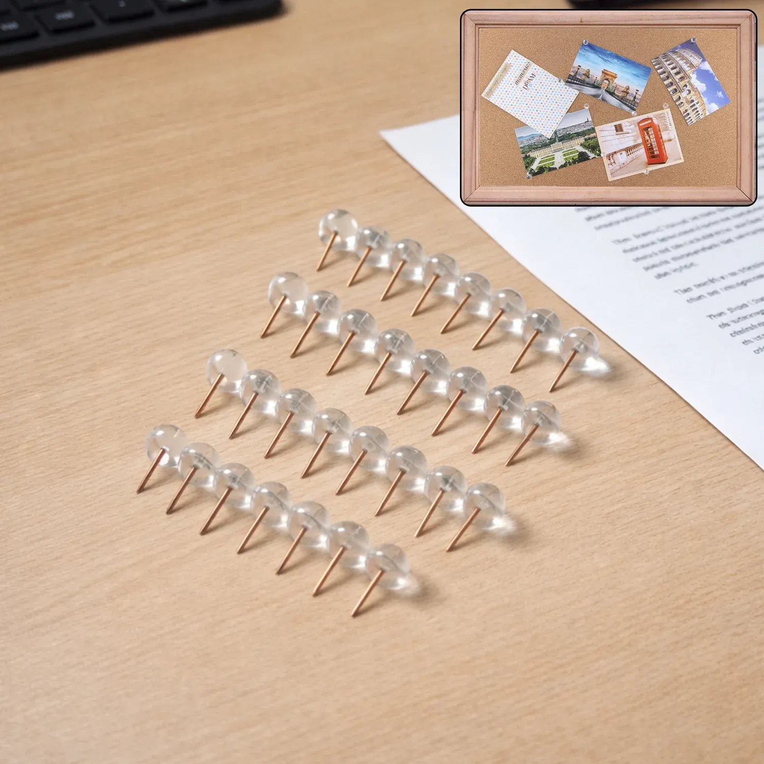 Premium Transparent Crystal Head Push Pins Set for Notice Board (30 pc) - Buy Online at Alikart