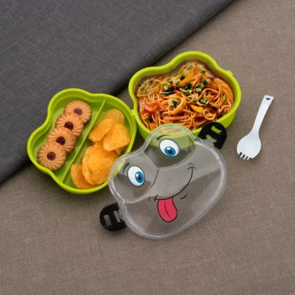 Double Layer Froggy Shape Lunch Box with Spoon – Leakproof & BPA-Free