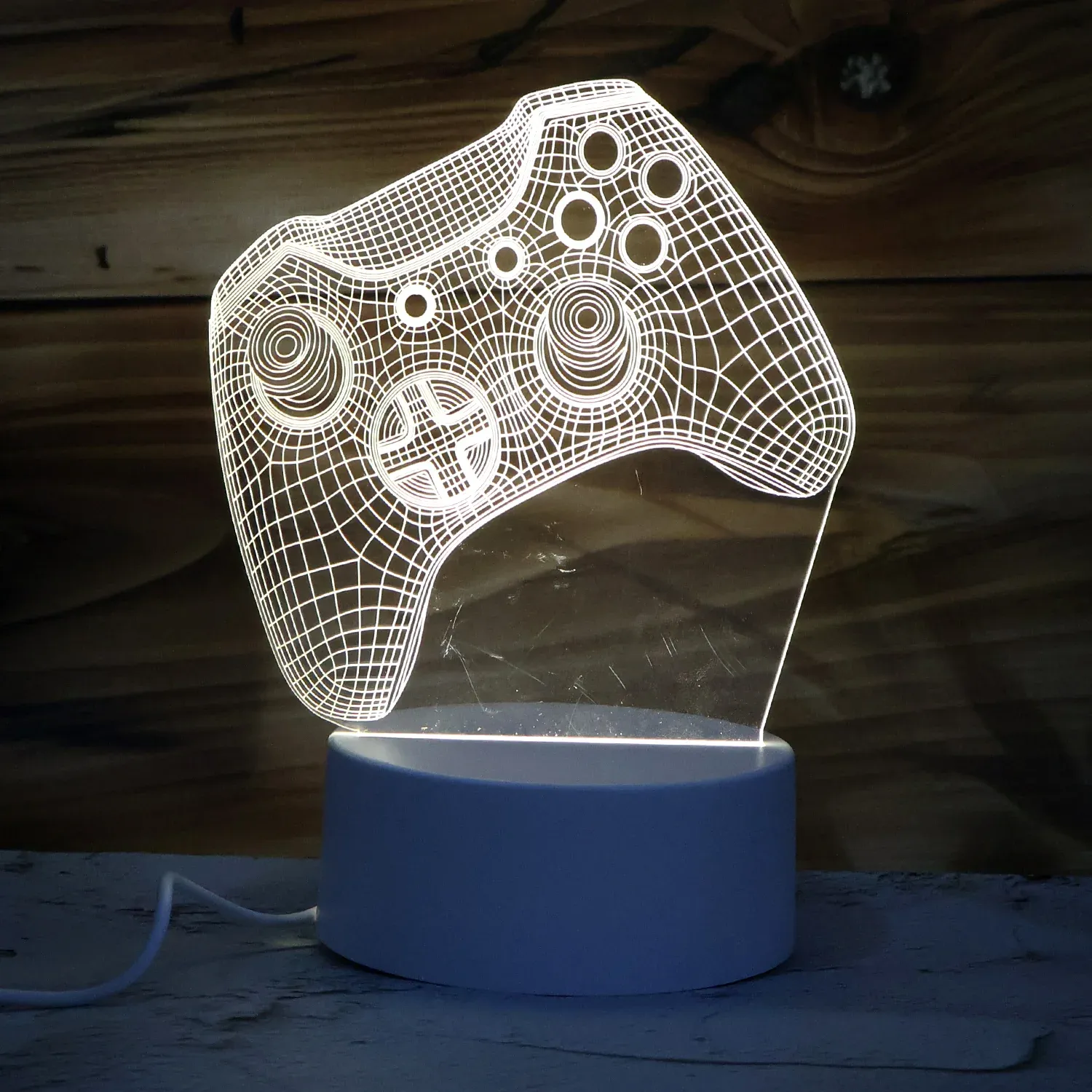 3D Illusion LED Night Lamp with Gaming Controller Design - Detailed Feature View 5