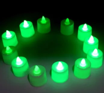 Green Flameless LED Tealights Smokeless Decorative Candles LED Tea Light Pack of 12