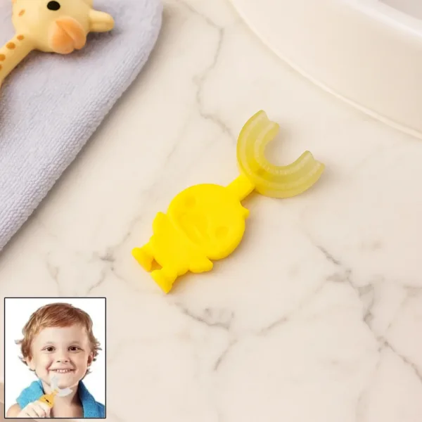 Cute Cartoon Duck U-Shape Baby Toothbrush – Soft Silicone 360° Brush