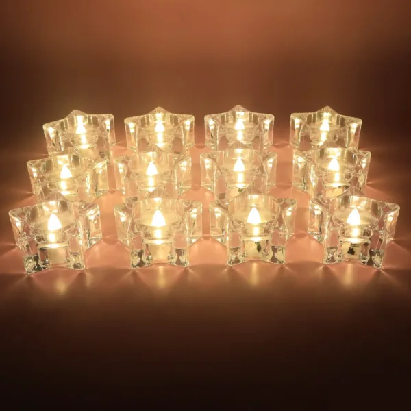 LED Crystal Effect Flameless Candles – Set of 12 Decorative Tealights