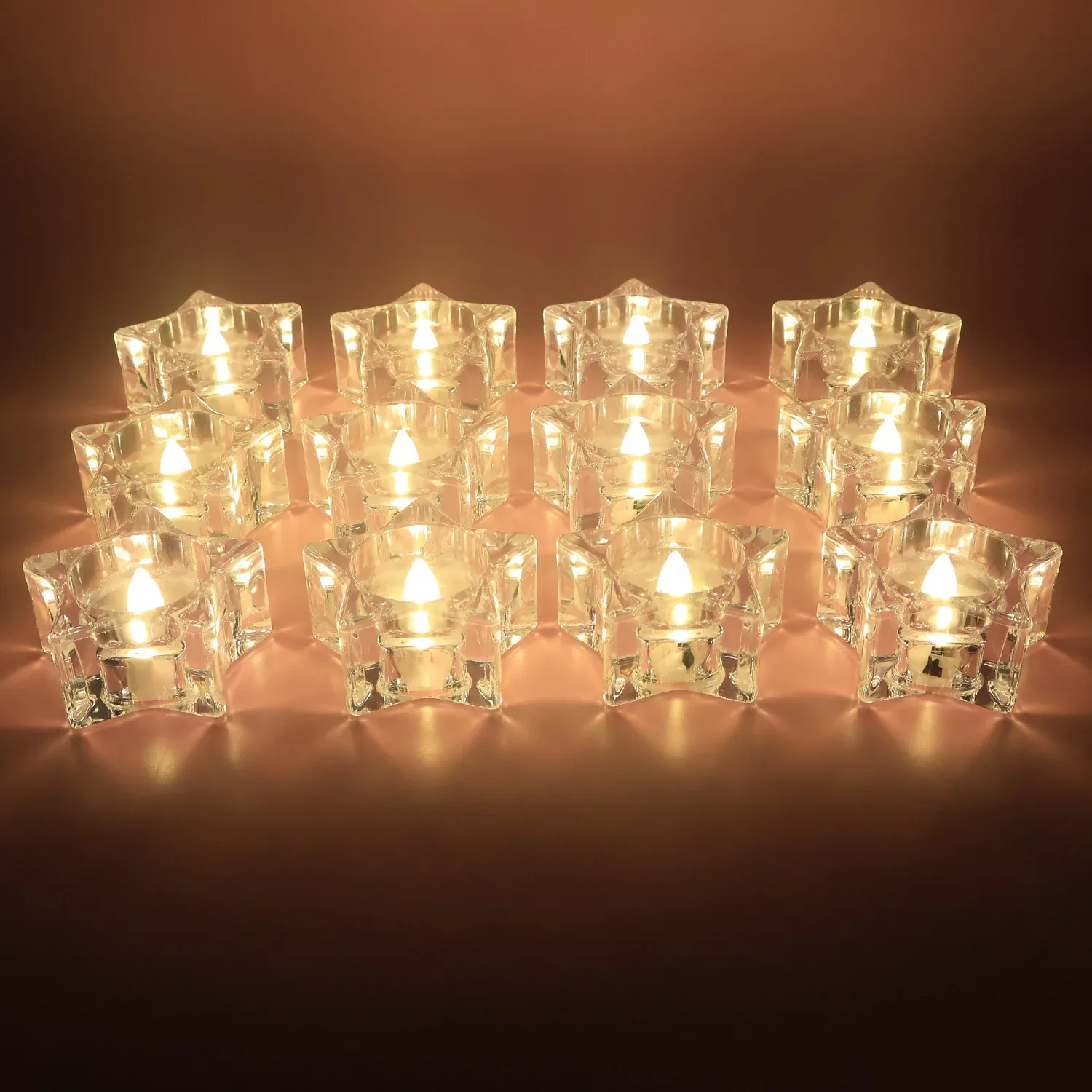 Premium LED Crystal Effect Flameless Candles – Set of 12 Decorative Tealights - Buy Online at Alikart