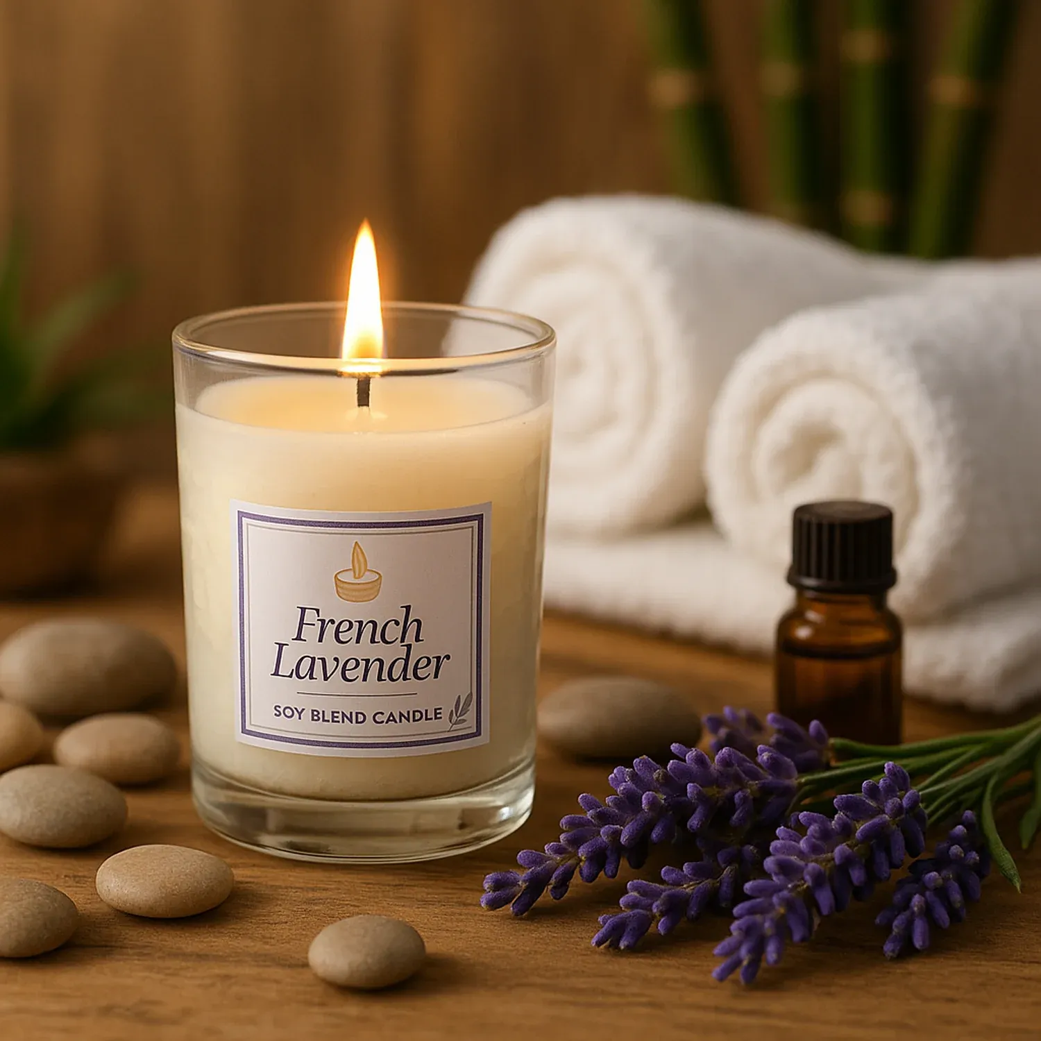 Premium French Lavender Soy Candle – Relaxing Aromatherapy Jar 50g - Buy Online at Alikart
