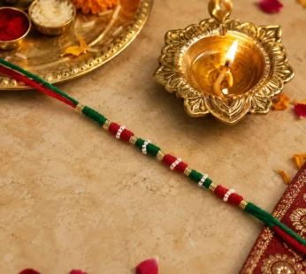 Designer Rakhi – Handmade with Golden Beads & Ethnic Threads