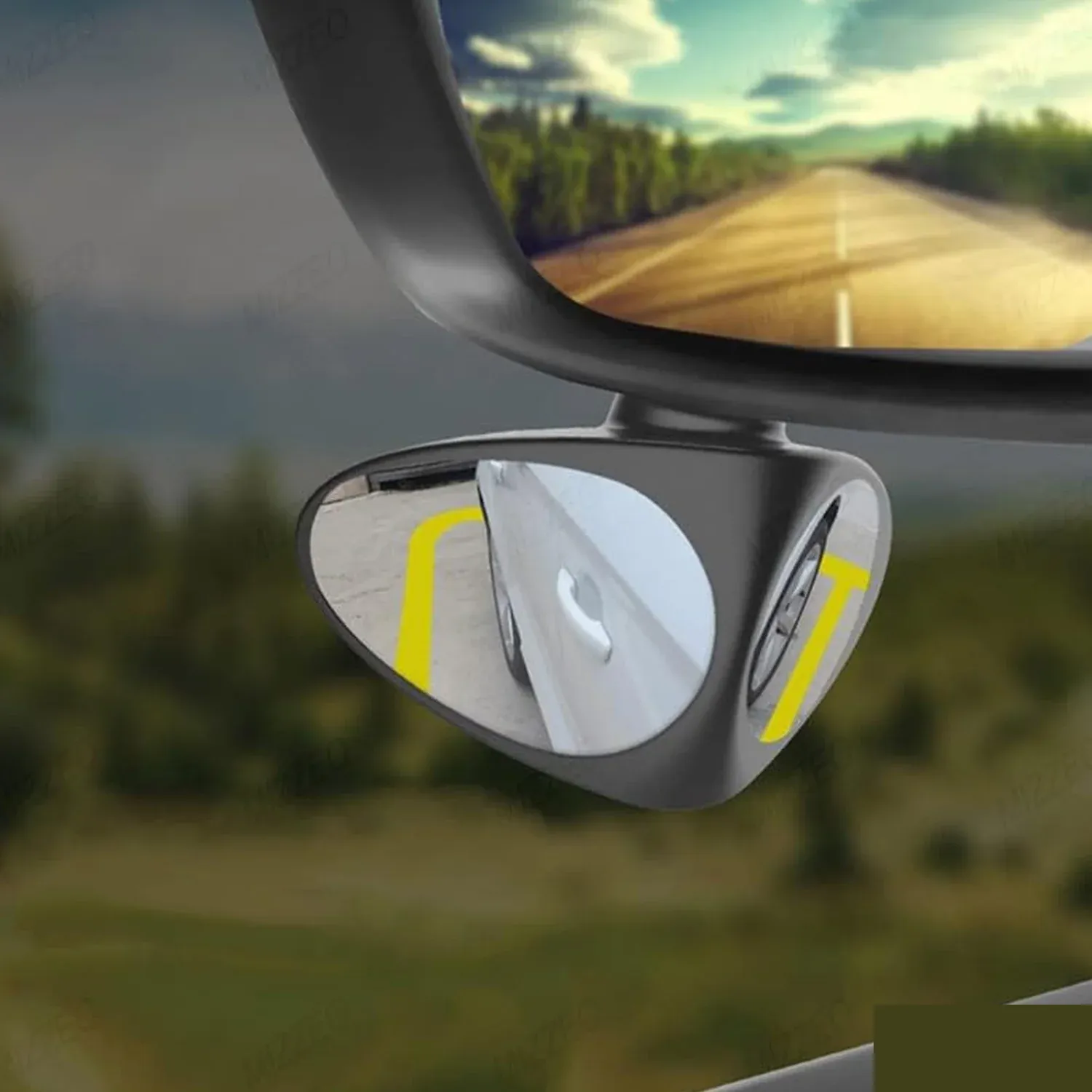 2 in 1 Car Blind Spot Mirror 360 Rotation Adjustable HD Glass (1 Pc) - Detailed Feature View 3