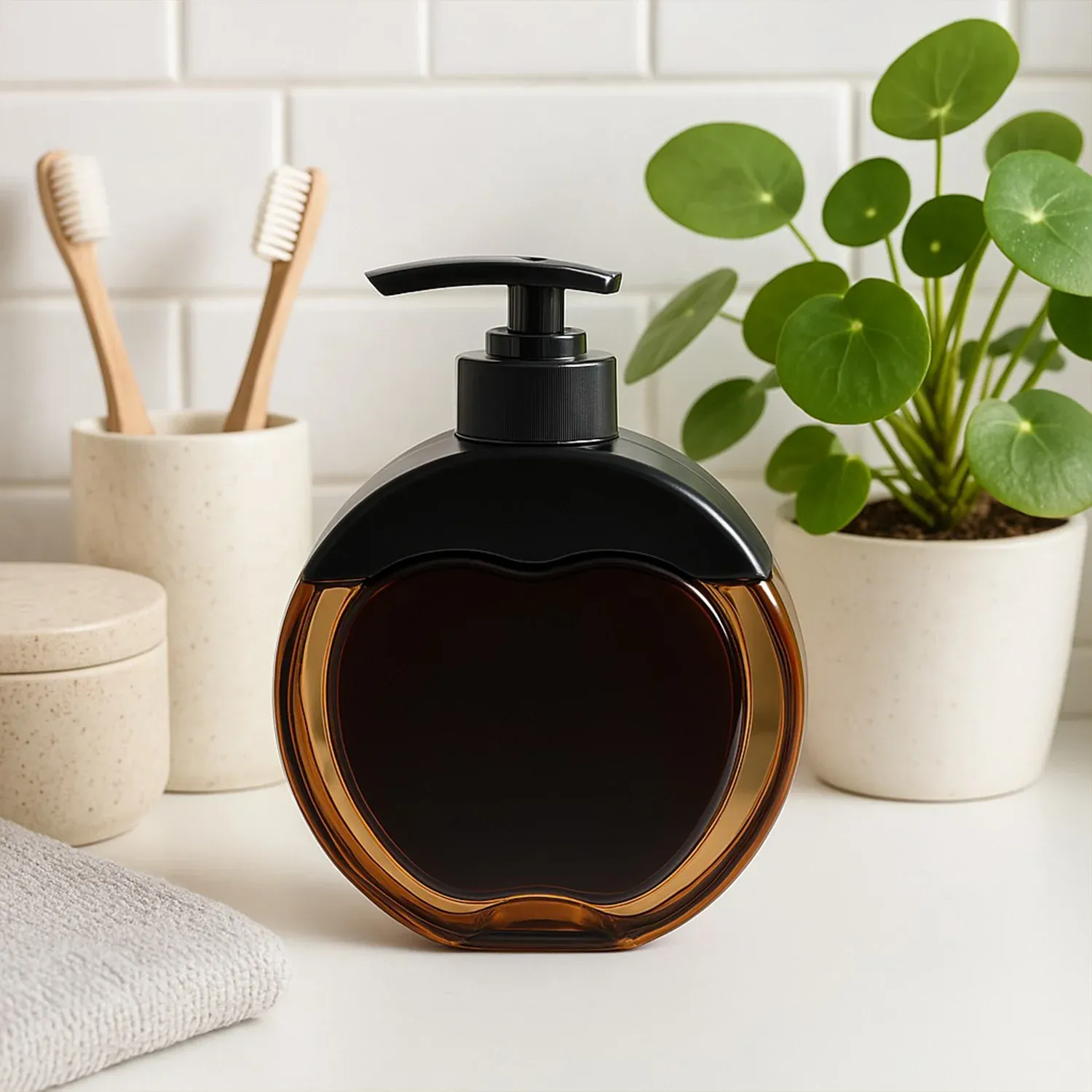 Premium Liquid Soap Dispenser – Refillable Apple-Shaped 350 ML Capacity - Buy Online at Alikart