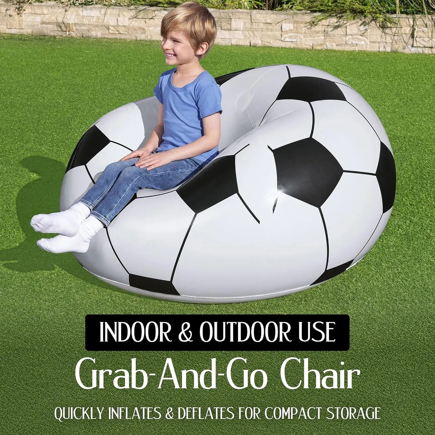 Inflatable Soccer Ball Lounge Chair – Fun & Comfortable for Kids - Detailed Feature View 4