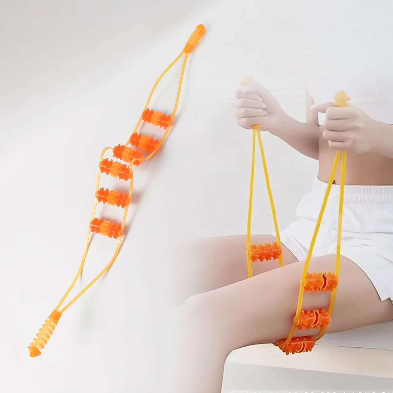 Velvet Wellness Handheld Back Massage Roller Rope - Portable Pain Relief - Detailed Feature View 3