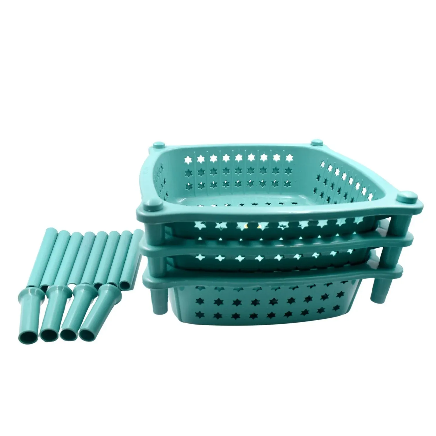 Kitchen Trolley Basket – 3 Layer Square Storage Rack | CookAura - Detailed Feature View 6