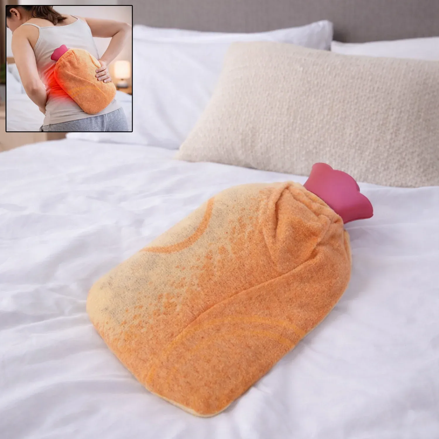 Reusable Hot Water Bag with Soft Fabric Cover for Pain Relief - Detailed Feature View 1