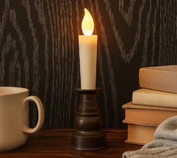 Premium LED Flameless Candle with Holder (1 Pc)