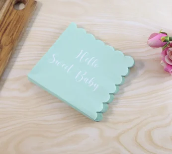 Hello Sweet Baby Party Paper Napkins – Soft Mint Green 24 Pc