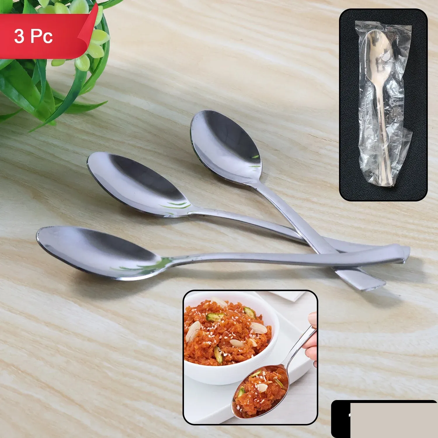 Dining Spoons 3 Pc Set – Rust-Resistant & Comfortable Grip - Detailed Feature View 1